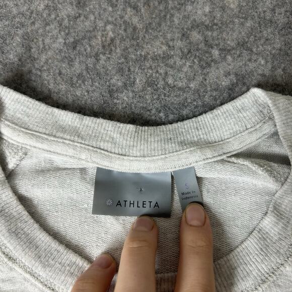 Athleta Sweatshirt Women Small Criss Cross Soft Tulip Sweater Top Beige Heather - Picture 2 of 8